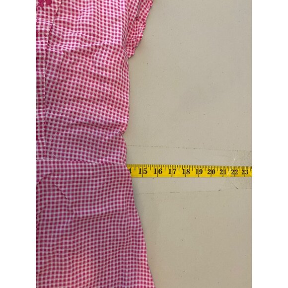 Pink Gingham Jessica Simpson Dress Embroidered Details & Ruffled Hem Medium - Picture 6 of 9